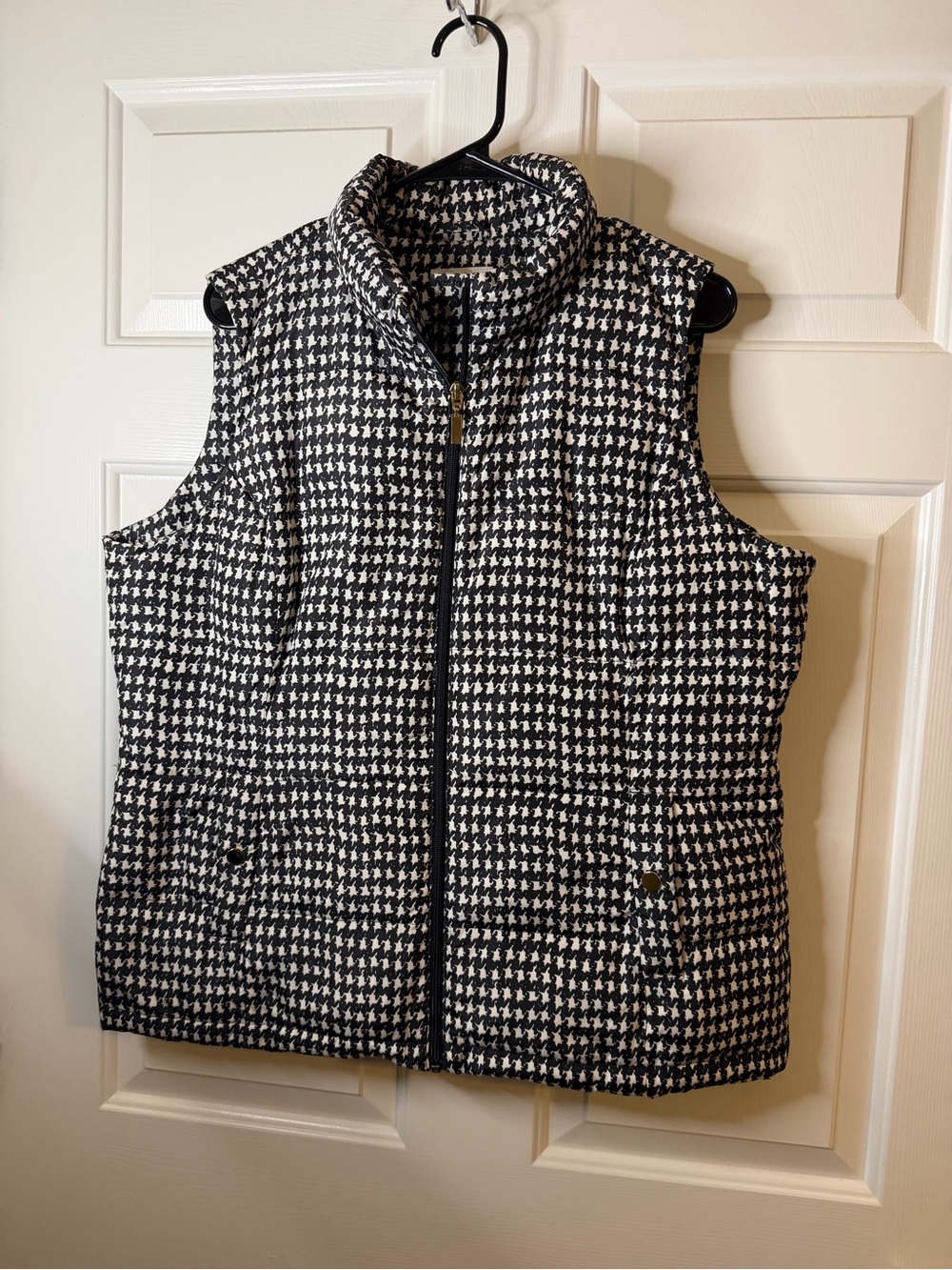 Charter Club Black & White Houndstooth Quilted Vest XL